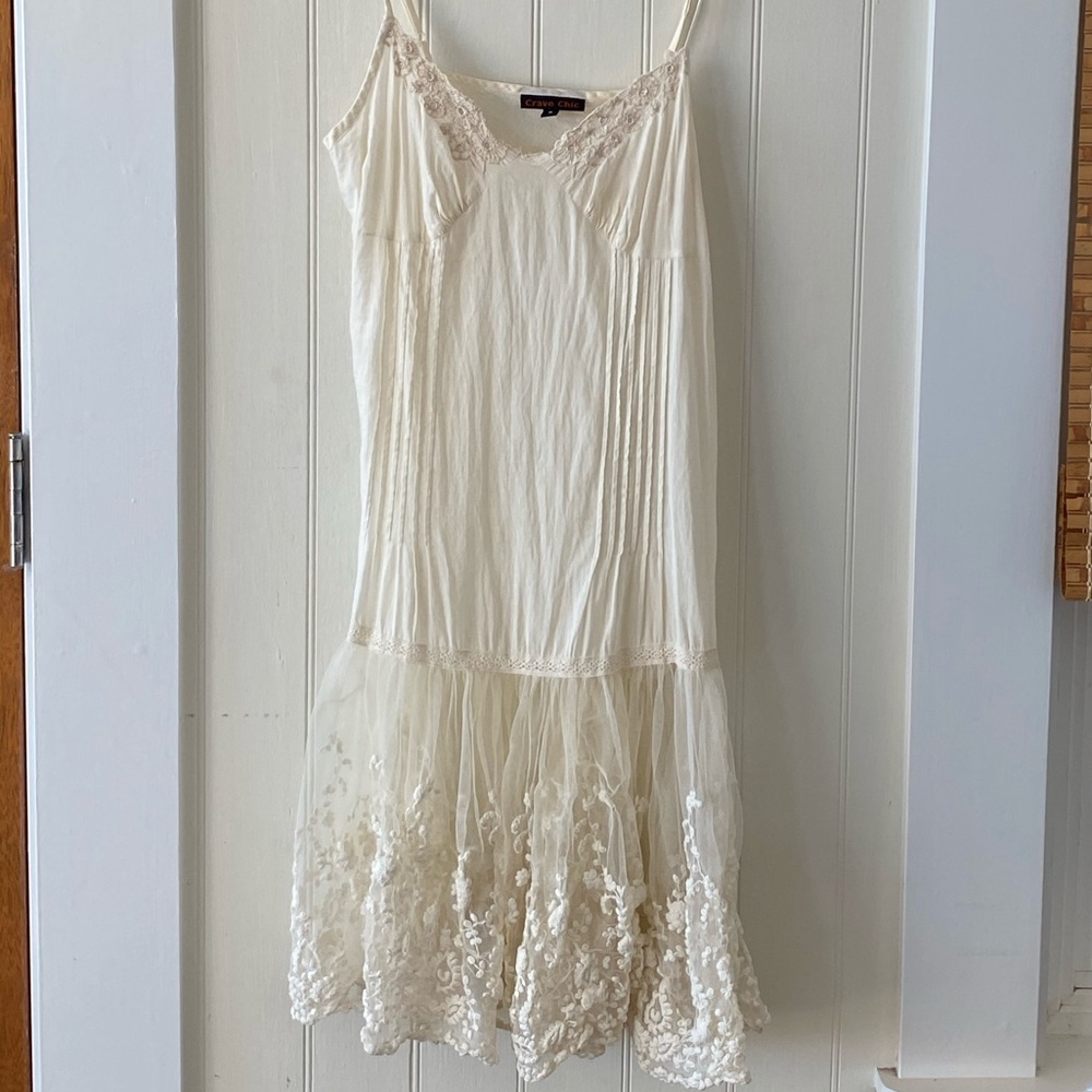 Vintage Dress with tulle and floral embroidery